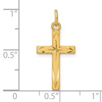 Sterling Silver Gold-tone Diamond-Cut Cross Pendant view 4