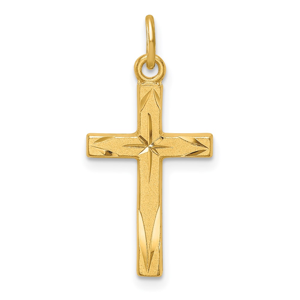 Sterling Silver Gold-tone Diamond-Cut Cross Pendant
