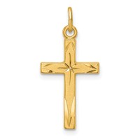 Sterling Silver Gold-tone Diamond-Cut Cross Pendant view 1