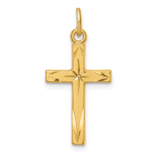 Sterling Silver Gold-tone Diamond-Cut Cross Pendant
