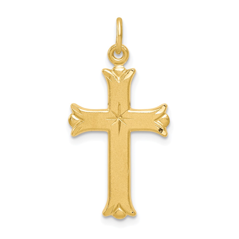 Sterling Silver Gold-tone Diamond-Cut Cross Pendant