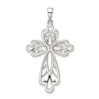 Sterling Silver Diamond & Diamond-cut Cross Pendant view 3