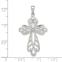 Sterling Silver Diamond & Diamond-cut Cross Pendant view 4