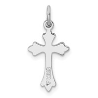 Sterling Silver Platinum-plated Polished Cross Pendant view 3