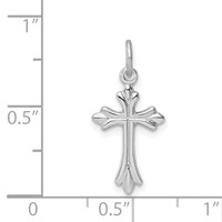 Sterling Silver Platinum-plated Polished Cross Pendant view 4