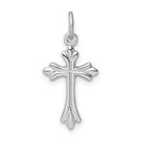 Sterling Silver Platinum-plated Polished Cross Pendant view 1
