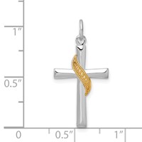 Sterling Silver Platinum-plated & Gold-tone Cross Pendant view 4