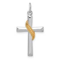 Sterling Silver Platinum-plated & Gold-tone Cross Pendant view 1