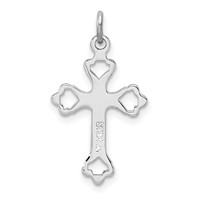 Sterling Silver Platinum-plated Diamond-Cut Cross Pendant view 3