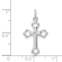 Sterling Silver Platinum-plated Diamond-Cut Cross Pendant view 4
