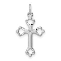 Sterling Silver Platinum-plated Diamond-Cut Cross Pendant view 1