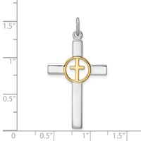 Sterling Silver Platinum-plated & Gold-tone Cross Pendant view 4