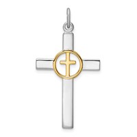 Sterling Silver Platinum-plated & Gold-tone Cross Pendant view 1