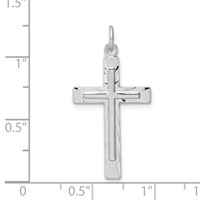 Sterling Silver Platinum-plated Diamond-Cut Cross Pendant view 4