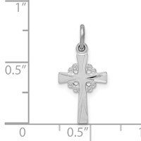 Sterling Silver Platinum-plated Diamond Cut Cross Pendant view 4