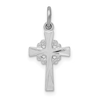 Sterling Silver Platinum-plated Diamond Cut Cross Pendant view 1