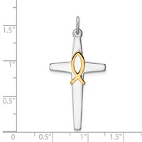 Sterling Silver Platinum-plated & Gold-tone Cross Pendant view 4
