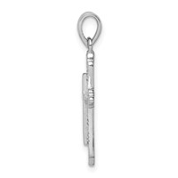 Sterling Silver Rhodium-plated Striped Texture Cross Pendant view 2