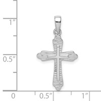 Sterling Silver Rhodium-plated Striped Texture Cross Pendant view 4
