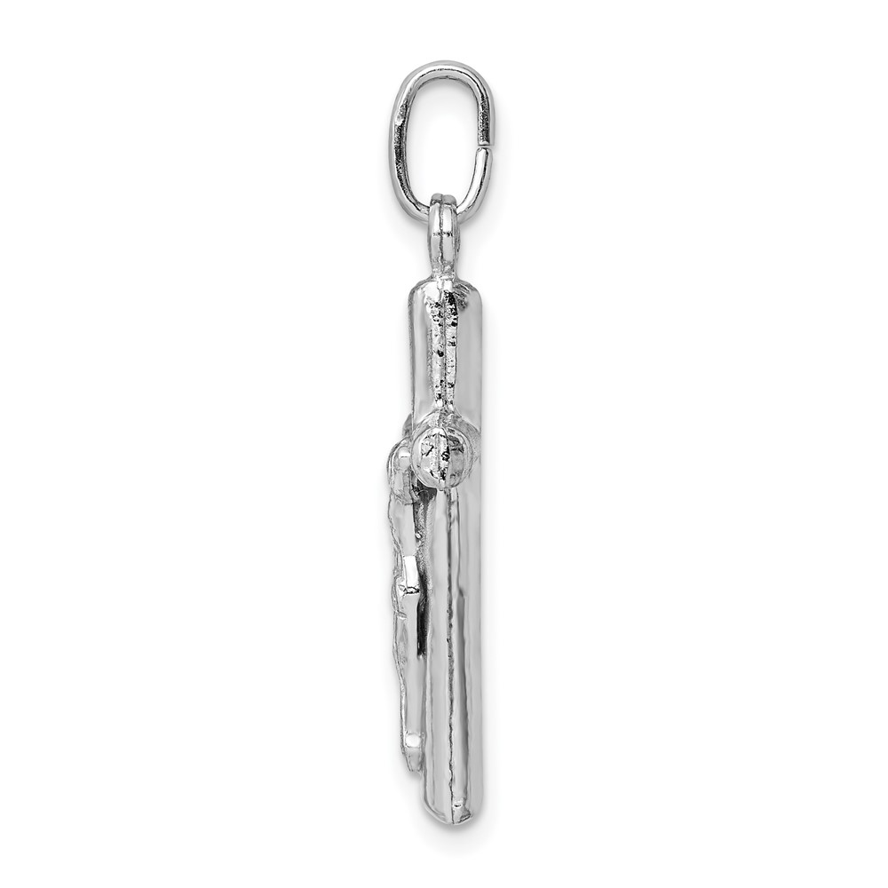 Sterling Silver Rhodium-plated Polished Crucifix Cross Pendant (QC9704)