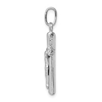 Sterling Silver Rhodium-plated Polished Crucifix Cross Pendant view 2