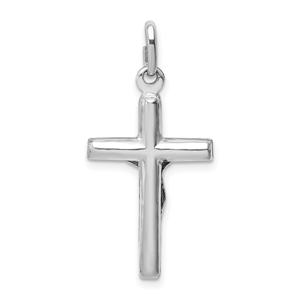 Sterling Silver Rhodium-plated Polished Crucifix Cross Pendant (QC9704)