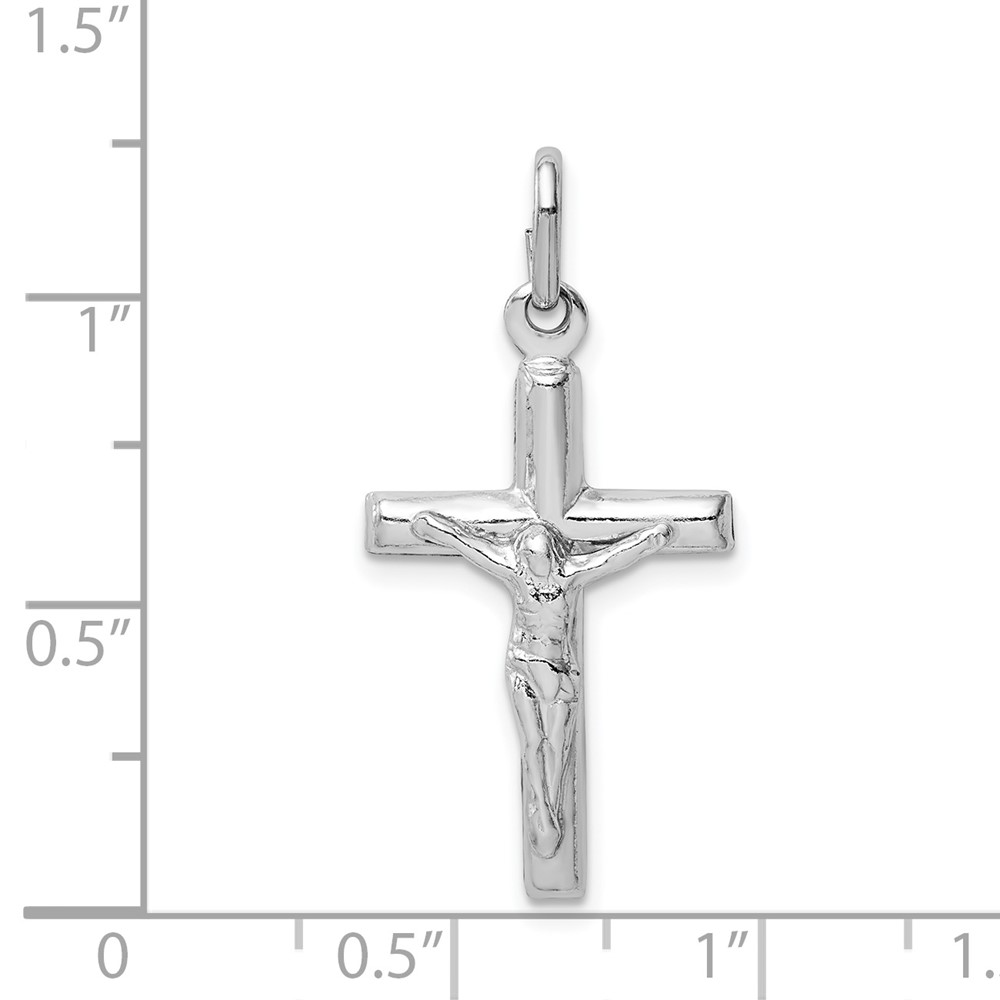 Sterling Silver Rhodium-plated Polished Crucifix Cross Pendant (QC9704)