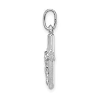Sterling Silver Rhodium-plated Polished Crucifix Cross Pendant view 2