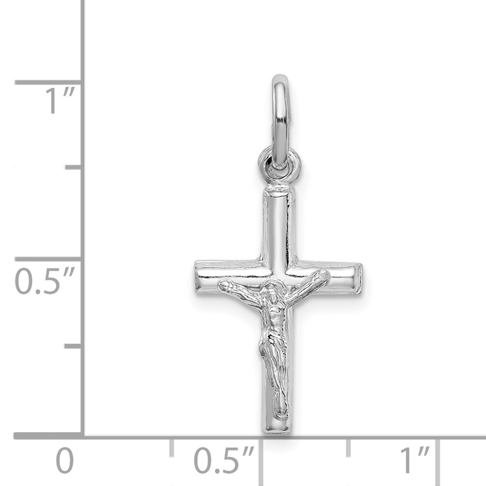 Sterling Silver Rhodium-plated Polished Crucifix Cross Pendant (QC9705)