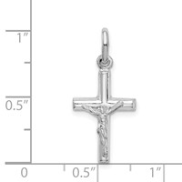 Sterling Silver Rhodium-plated Polished Crucifix Cross Pendant view 4