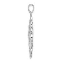 Sterling Silver Rhodium-plated Diamond-cut Angel Pendant view 2