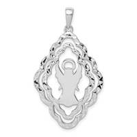 Sterling Silver Rhodium-plated Diamond-cut Angel Pendant view 3