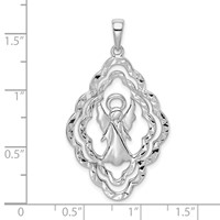 Sterling Silver Rhodium-plated Diamond-cut Angel Pendant view 4