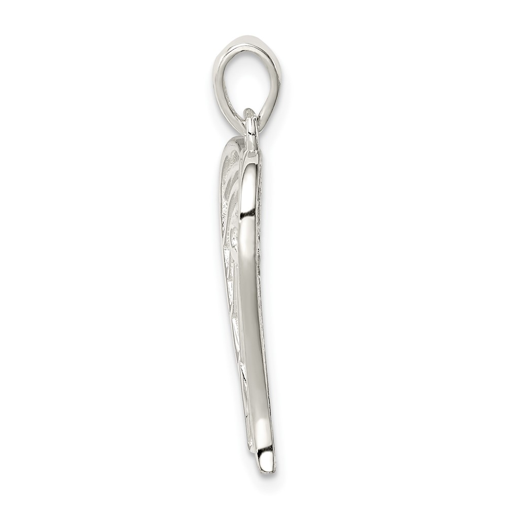 Sterling Silver Textured Wing Cross Pendant (QC9712)