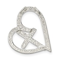 Sterling Silver Polished Cross Heart Chain Slide view 3