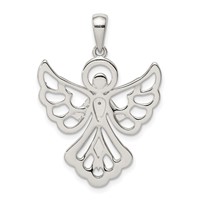 Sterling Silver Diamond & Diamond-cut Angel Pendant view 3