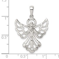 Sterling Silver Diamond & Diamond-cut Angel Pendant view 4