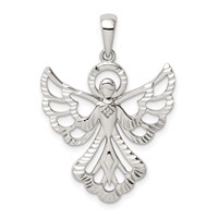 Sterling Silver Diamond & Diamond-cut Angel Pendant view 1