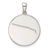Sterling Silver Rhodium-plated & CZ Aries Zodiac Pendant view 1