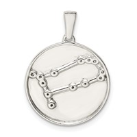 Sterling Silver Rhodium-plated & CZ Gemini Zodiac Pendant view 3