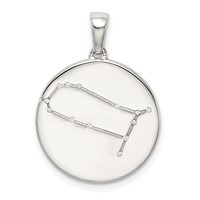 Sterling Silver Rhodium-plated & CZ Gemini Zodiac Pendant view 1