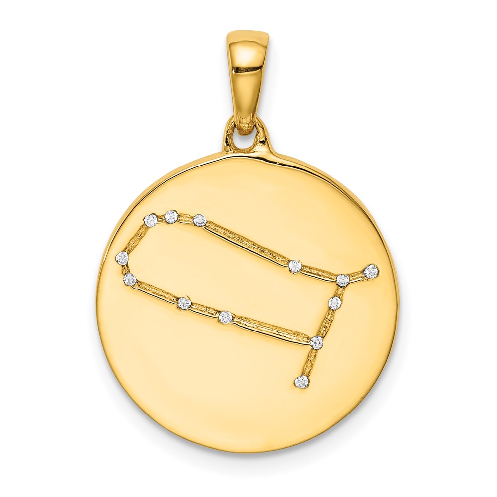 Sterling Silver Gold-plated & CZ Gemini Zodiac Pendant