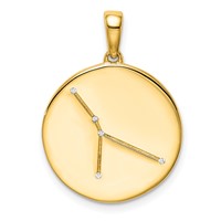 Sterling Silver Gold-plated & CZ Cancer Zodiac Pendant view 1