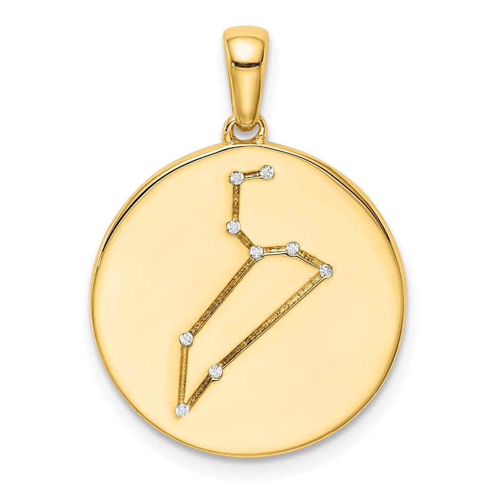 Sterling Silver Gold-plated & CZ Leo Zodiac Pendant