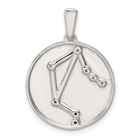 Sterling Silver Rhodium-plated & CZ Libra Zodiac Pendant view 3