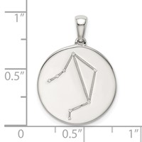 Sterling Silver Rhodium-plated & CZ Libra Zodiac Pendant view 4