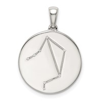 Sterling Silver Rhodium-plated & CZ Libra Zodiac Pendant view 1