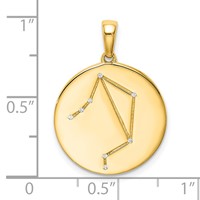Sterling Silver Gold-plated & CZ Libra Zodiac Pendant view 4