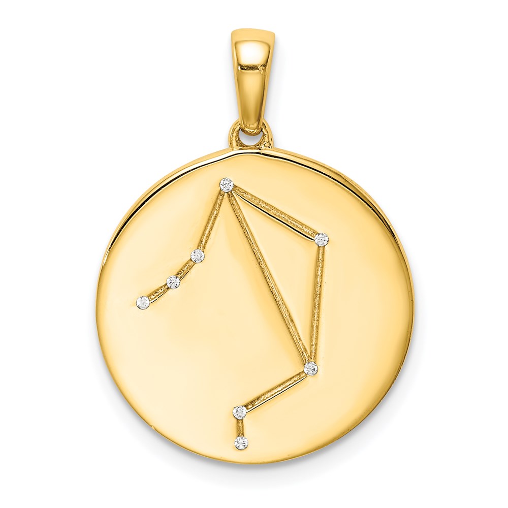 Sterling Silver Gold-plated & CZ Libra Zodiac Pendant
