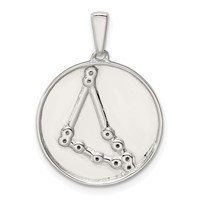 Sterling Silver Rhodium-plated & CZ Capricorn Zodiac Pendant view 3